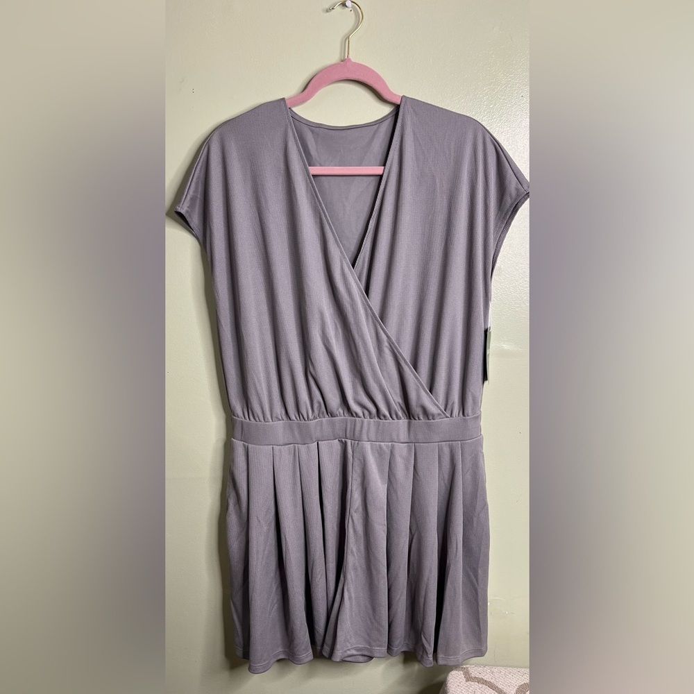 HALARA Soft Lavender Wrap-Front Jumpsuit Romper